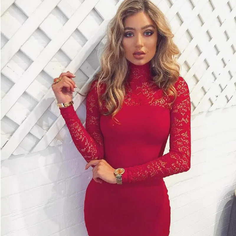 Women V-neck long-sleeved exotic dress Pencil Vestido Dress Stretch Chemise Party Club Dress Dress