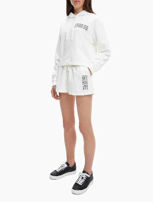 Calvin Klein Recycled Cotton Blend Repeat Logo Hoodie - Women Hoodie with Hem Embroidery Detailed Premium Calvin Klein Recycled Cotton Blend Repeat Logo Hoodie - Women Hoodie with Hem Embroidery Detailed Premium