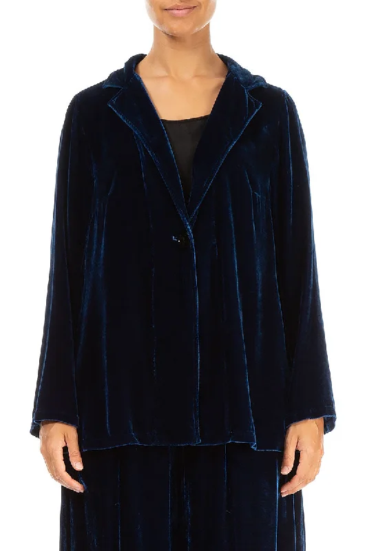 Collar Azure Silk Velvet Jacket Herringbone Jacket Checkered Jacket Solid Jacket