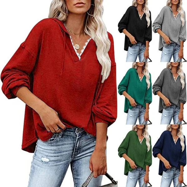 Women's V-neck Pullover Hoodie Sweater Bolero Style Sweater
