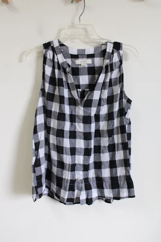 LOFT Black & White Gingham Tank | S rhinestone tank top