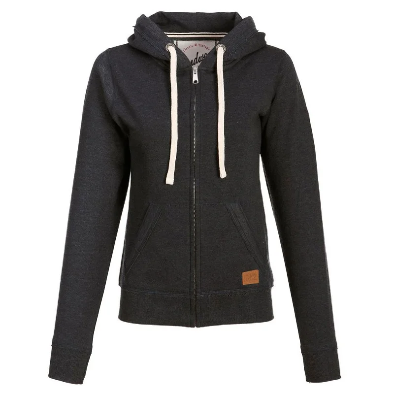 Landway Women's Heather Black Westport Vintage Full Zip Cotton Sweatshirt Hoodie with Emblem Brand Identity Landway Women's Heather Black Westport Vintage Full Zip Cotton Sweatshirt Hoodie with Emblem Brand Identity