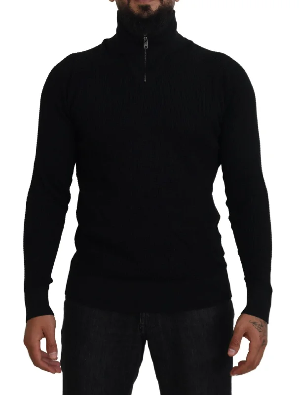 Elegant Silk Blend Black Pullover Sweater Cap Sleeve Casual