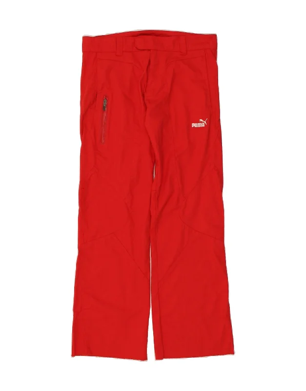 PUMA Womens Straight Trousers W32 L32  Red Cotton Trousers Striped Patterned