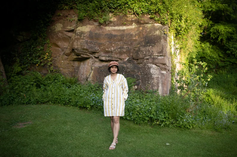 The Terra Tribe Yellow Stripes Brooklyn Shift Dress