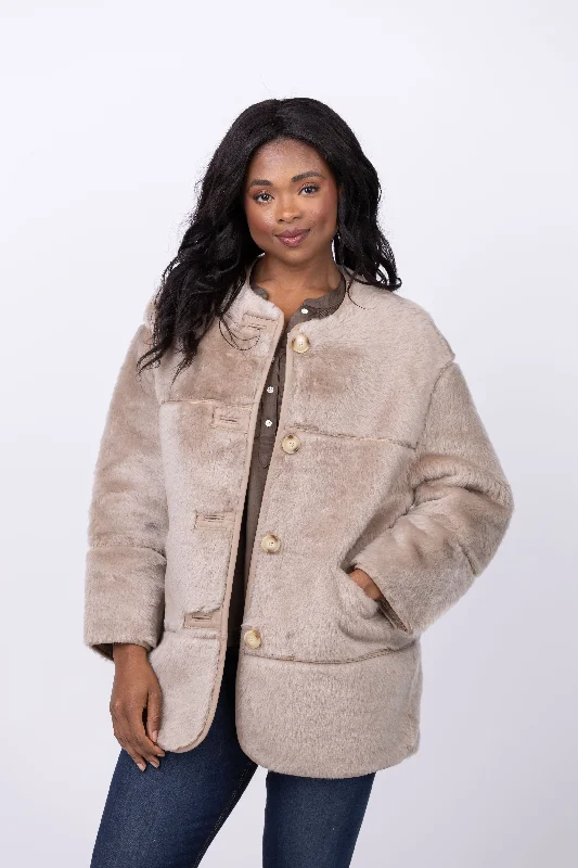 Linda Richards Banded Lamp Jacket in Oatmeal Denim Jacket Leather Jacket Suede Jacket Linda Richards Banded Lamp Jacket in Oatmeal Denim Jacket Leather Jacket Suede Jacket