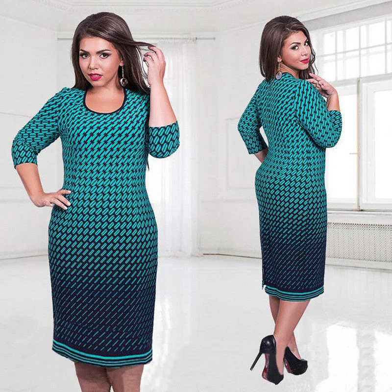 Elegant women dresses large size work dress big size plus size women clothing printed floral 6xl o-neck dress vestidos Elegant women dresses large size work dress big size plus size women clothing printed floral 6xl o-neck dress vestidos