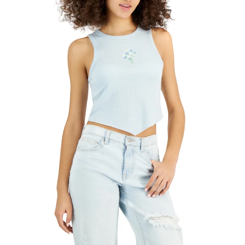 REBELLIOUS ONE - Flowers Graphic-Print V-Hem Tank Top long tank top