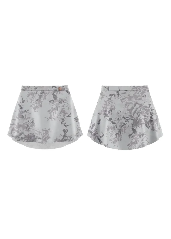 Patterned Pull-On Skirt (Magnolia) chiffon skirt lightweight
