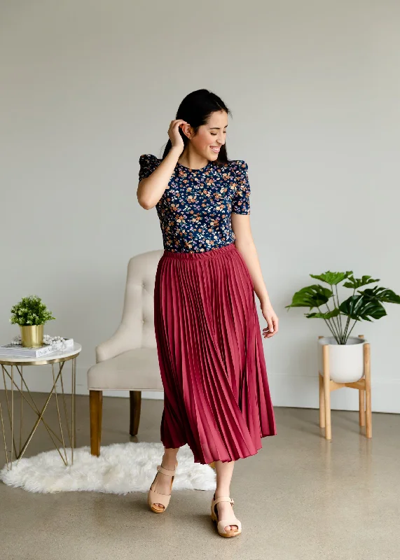 Marsala Pleated Midi Skirt - FINAL SALE wool skirt warm