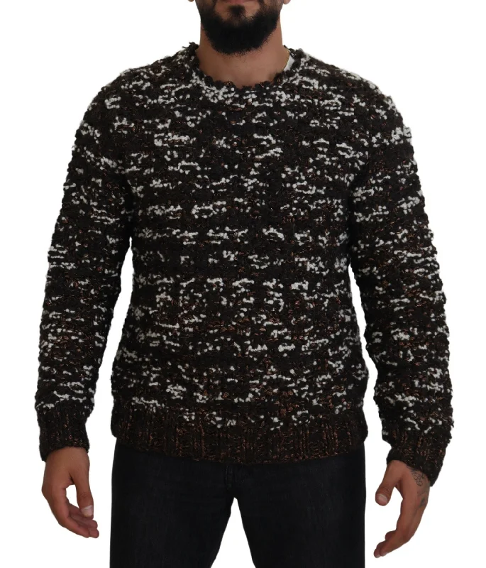 Elegant Bronze Knit Pullover Sweater Over Sleeve Pullover