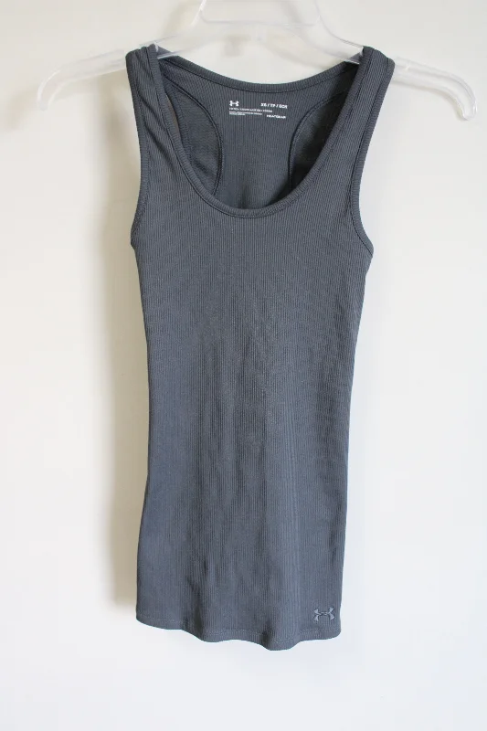 Under Armour Fitted Gray Rib Tank | XS ivory tank top