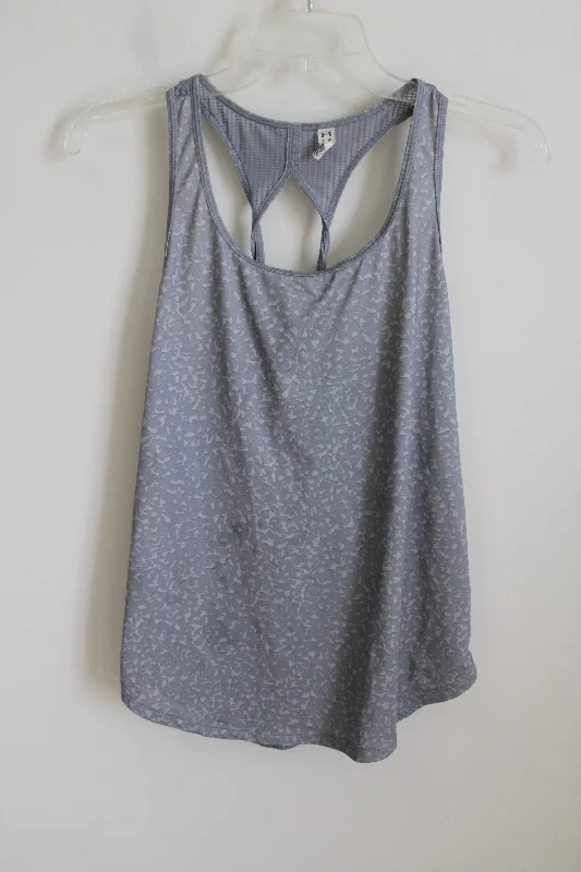 Under Armour Fitted HeatGear Gray Patterned Tank | XS off shoulder tank
