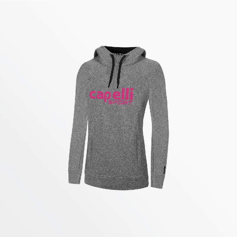 WOMEN'S LOGO HEATHER PULLOVER HOODIE One Shoulder Top