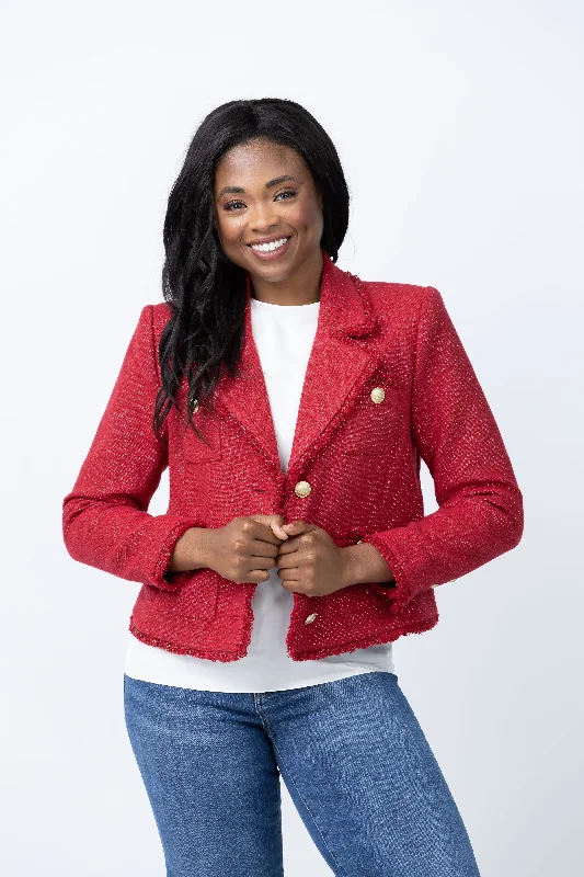 L'Agence Sylvia Collard Jacket in Garnet Red/Copper Oversized Jacket Tailored Jacket Straight Jacket L'Agence Sylvia Collard Jacket in Garnet Red/Copper Oversized Jacket Tailored Jacket Straight Jacket