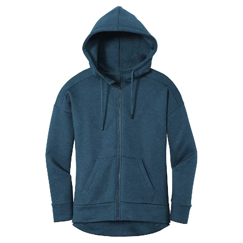 District Women's Heathered Poseidon Blue Perfect Weight Fleece Full-Zip Hoodie Hoodie with Belted Waist Structured Tailored District Women's Heathered Poseidon Blue Perfect Weight Fleece Full-Zip Hoodie Hoodie with Belted Waist Structured Tailored
