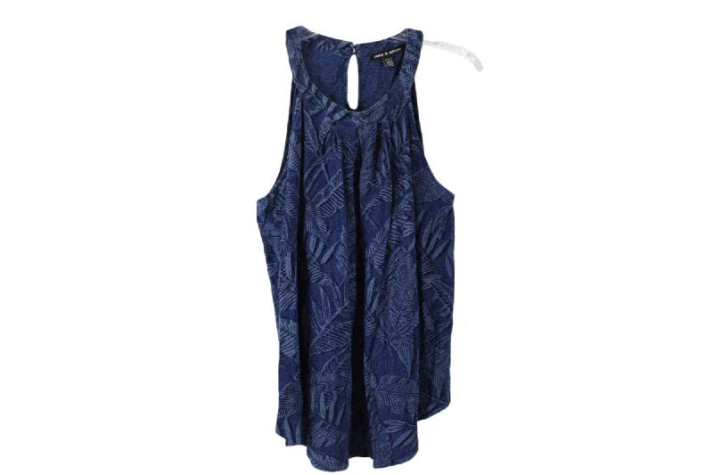 Cable & Gauge Blue Tropical Leaf Tank | M flowy tank top