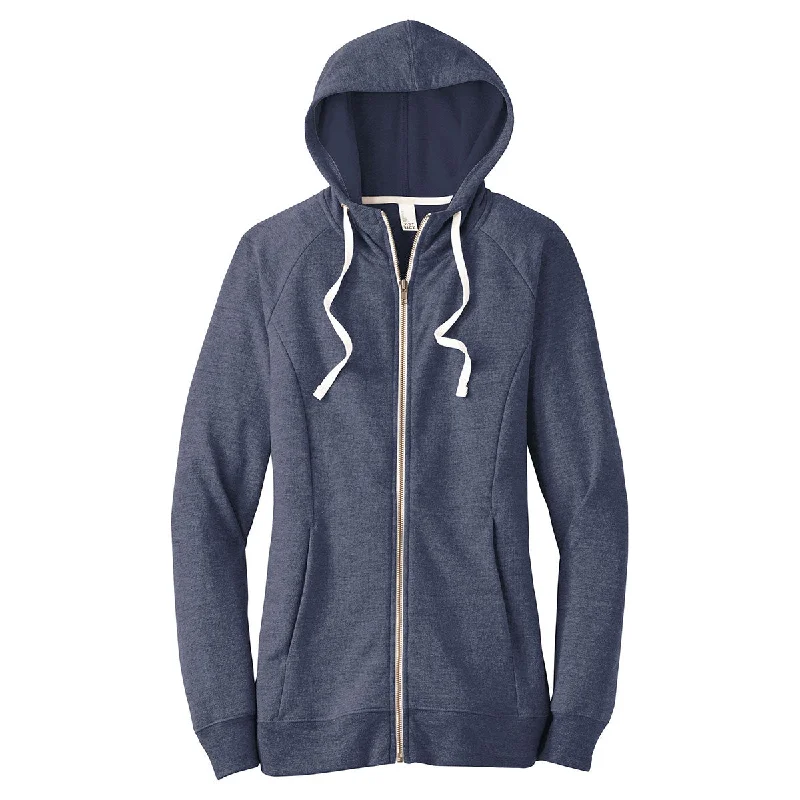 District Women's New Navy Perfect Tri French Terry Full-Zip Hoodie Hoodie with Elastic Cuffs Stretchable Comfortable District Women's New Navy Perfect Tri French Terry Full-Zip Hoodie Hoodie with Elastic Cuffs Stretchable Comfortable
