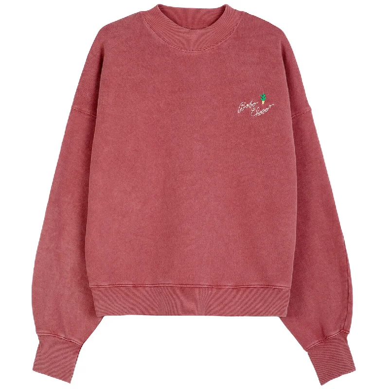 B.C Embroidery Sweatshirt by Bobo Choses Womenswear Hoodie with Mock Neck Collared Structured B.C Embroidery Sweatshirt by Bobo Choses Womenswear Hoodie with Mock Neck Collared Structured