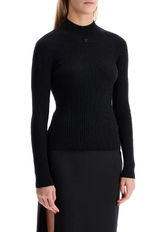 Courreges Fleece Pullover Shirred Sleeve Feminine