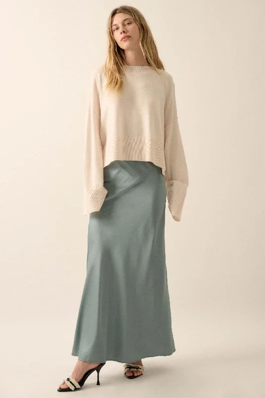 Silken Dreams Bias-Cut Satin Maxi Skirt belted skirt waist