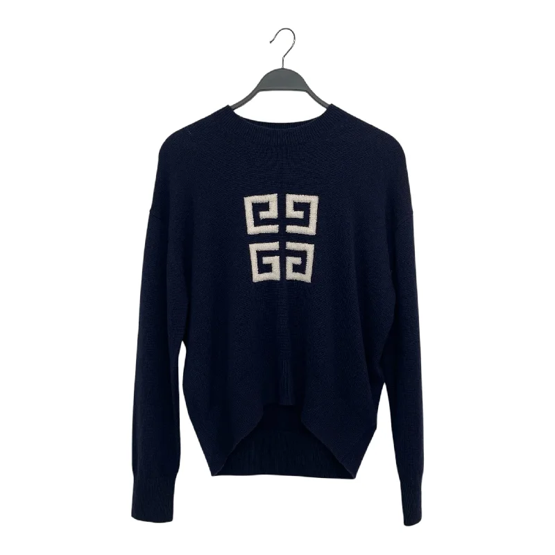 GIVENCHY/Sweater/S/Monogram/Cashmere/NVY/Pullover/EMBLEM LOW SHOULDER SWEATER Scalloped Neck Pullover GIVENCHY/Sweater/S/Monogram/Cashmere/NVY/Pullover/EMBLEM LOW SHOULDER SWEATER Scalloped Neck Pullover