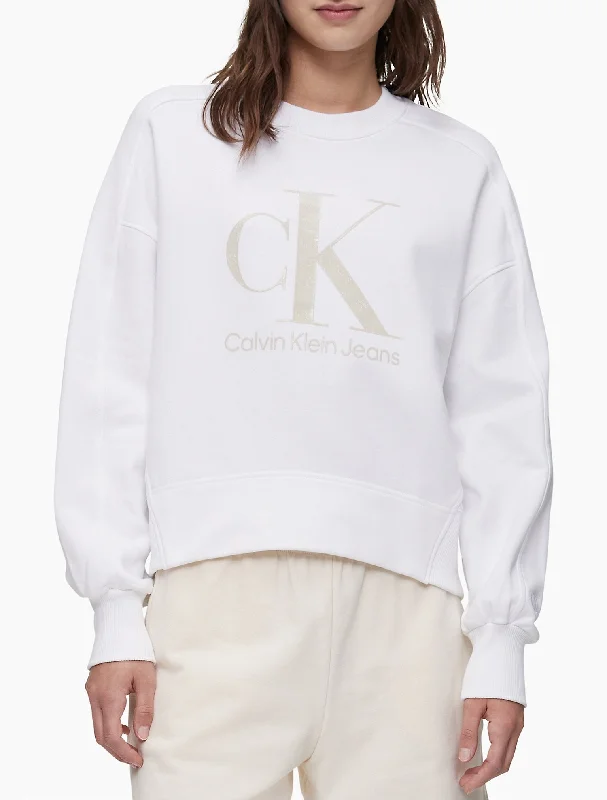 Calvin Klein Gel Monogram Logo Pullover Sweatshirt - Women Hoodie with Hem Contrast Bold Stylish Calvin Klein Gel Monogram Logo Pullover Sweatshirt - Women Hoodie with Hem Contrast Bold Stylish