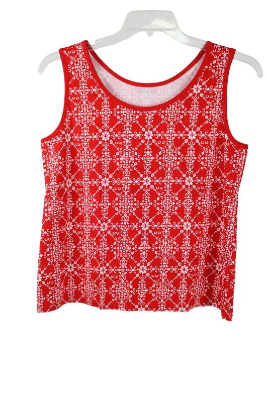 Lands' End Red Patterned Tank | L Petite teal tank top