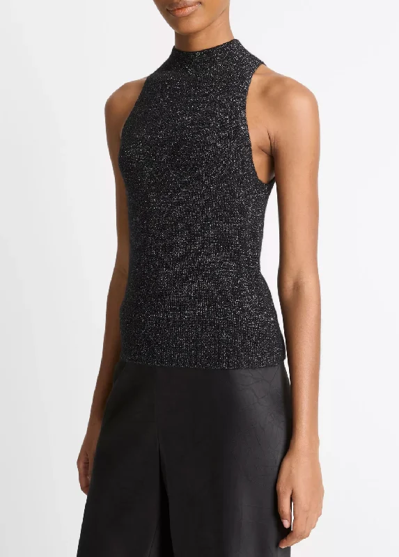 Metallic Mock Neck Tank gold tank top