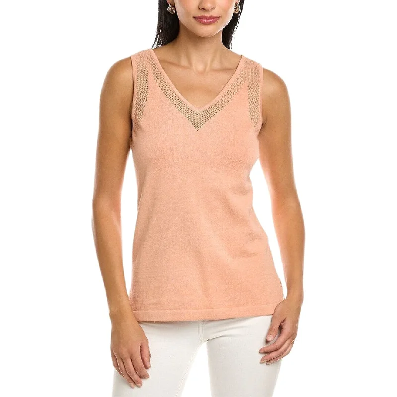 ANNE KLEIN - V-Neck Knit Tank Top cutout tank top