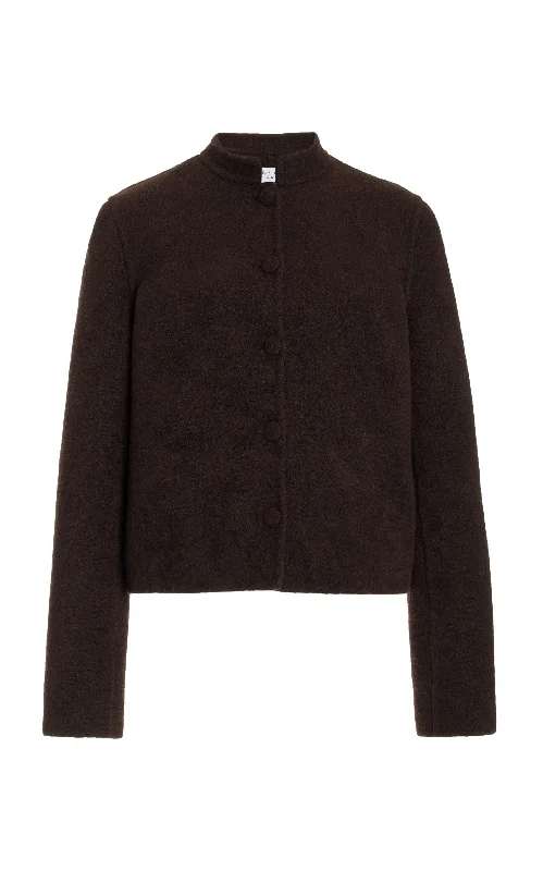 Larrington Jacket in Chocolate Double-Face Recycled Cashmere Felt Satin Jacket Silk Jacket Chiffon Jacket