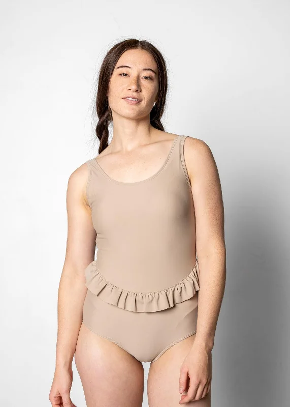 Taupe | Skirted One-Piece wool skirt warm
