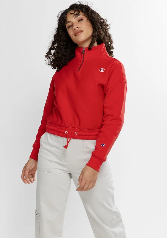 Champion Womens Reverse Weave Quarter Zip Pullover <br> CTKMN BVW Elbow Length Sleeve