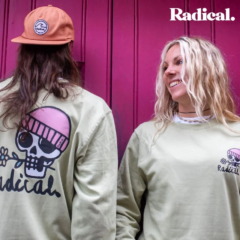 Radical. Happy Times Unisex Sweatshirt - Pistachio Green Hoodie with Slit Hem Functional Movement Radical. Happy Times Unisex Sweatshirt - Pistachio Green Hoodie with Slit Hem Functional Movement