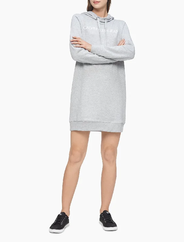 Calvin Klein French Terry Hooded Sweatshirt Dress - Women Hoodie with Toggle Buttons Decorative Unique Calvin Klein French Terry Hooded Sweatshirt Dress - Women Hoodie with Toggle Buttons Decorative Unique