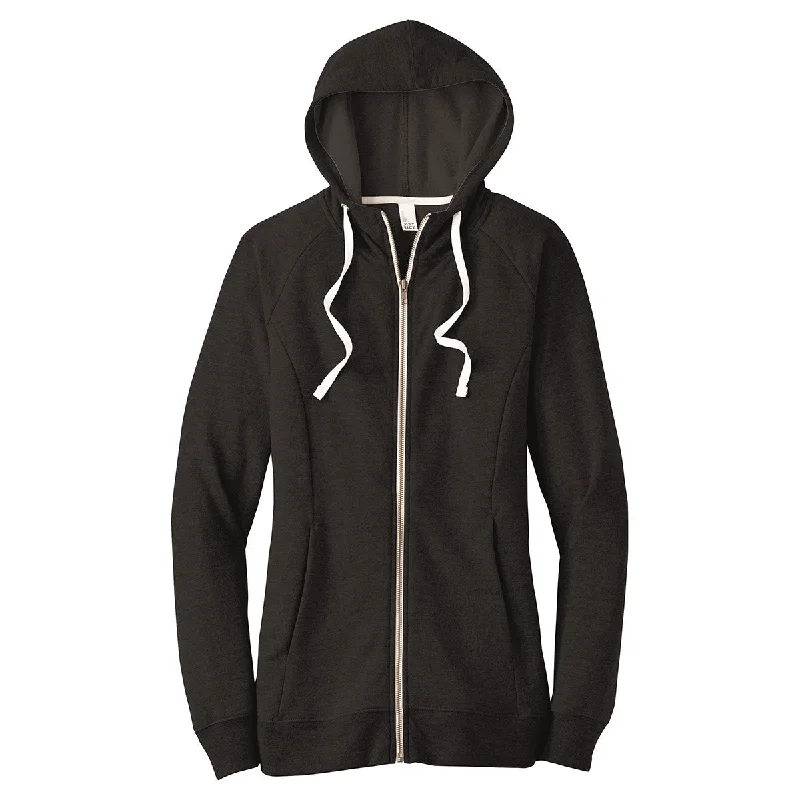 District Women's Black Perfect Tri French Terry Full-Zip Hoodie Hoodie with Cuffed Sleeves Snug Secure District Women's Black Perfect Tri French Terry Full-Zip Hoodie Hoodie with Cuffed Sleeves Snug Secure