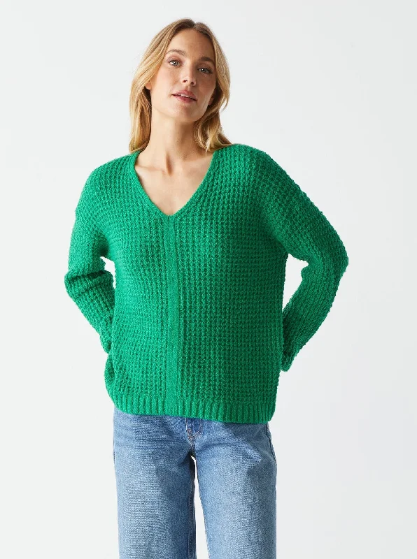 Kelsie Pullover Sweater - Kelly Flutter Sleeve Feminine