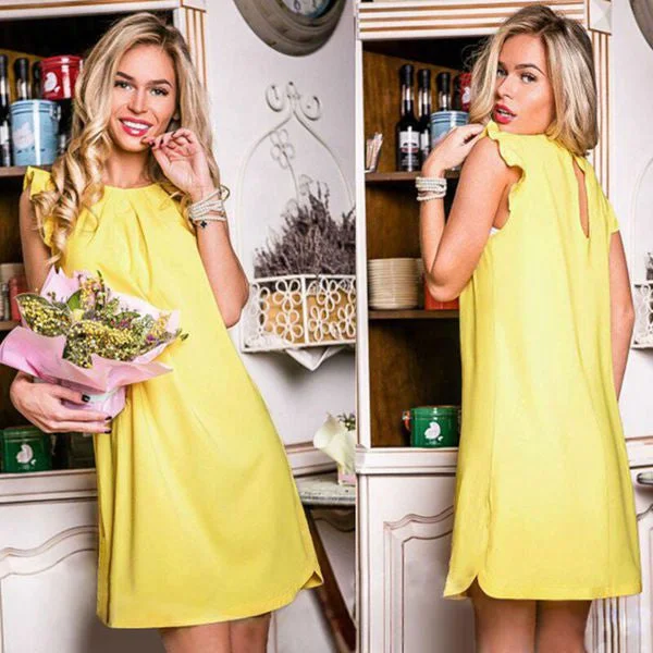 dress Purple Blue Casual chiffon Flounced sleeves Mini Ukraine Women's Dresses