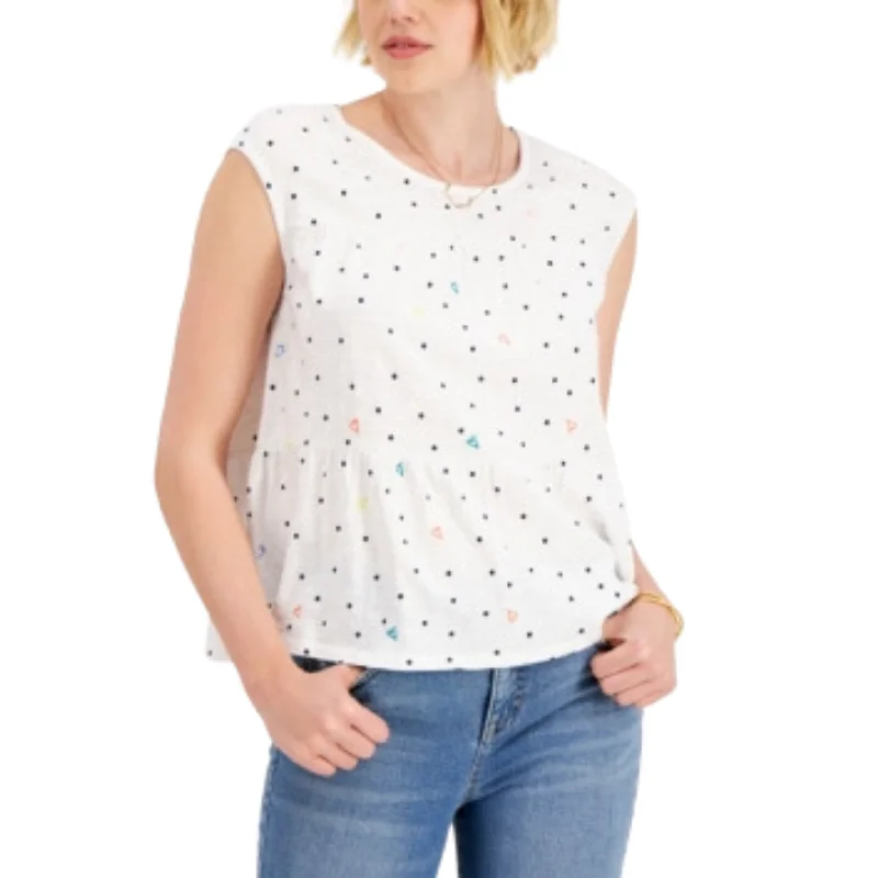 STYLE & CO. -  Dot-Print Tiered Tank Top lavender tank top