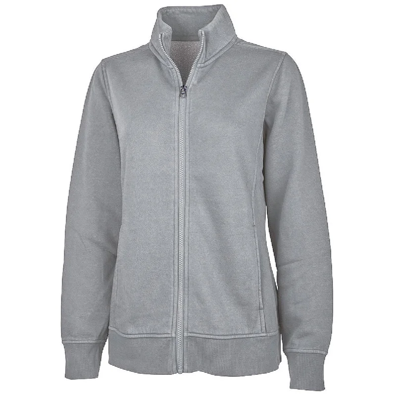 Charles River Women's Light Grey Clifton Full Zip Sweatshirt Hoodie with Logo Branding Identity Charles River Women's Light Grey Clifton Full Zip Sweatshirt Hoodie with Logo Branding Identity
