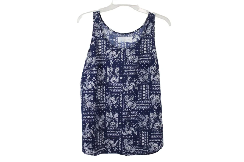 Tiem And Tru Blue Paisley Tank | S ribbed tank top
