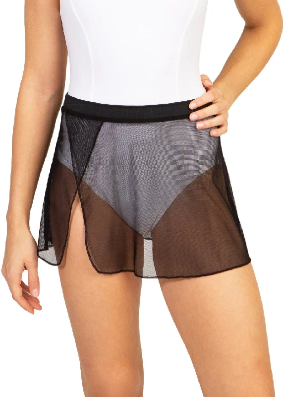 Ivy League Split-Hem Pull-On Skirt (Black) lace skirt feminine