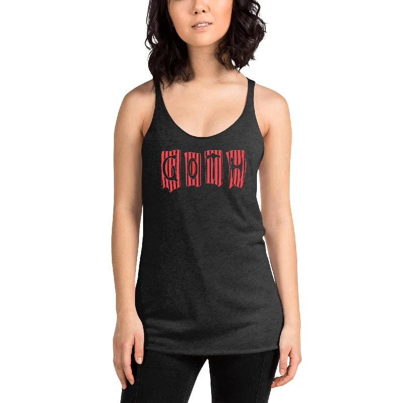 Black and Red Vertical Stripe Goth Wallpaper Style Women's Racerback Tank Top Shirt activewear tank top Black and Red Vertical Stripe Goth Wallpaper Style Women's Racerback Tank Top Shirt activewear tank top