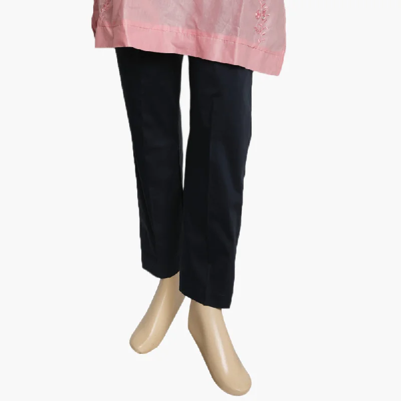 Women's Stretchable Trouser - Navy Blue Trousers Capri Summer