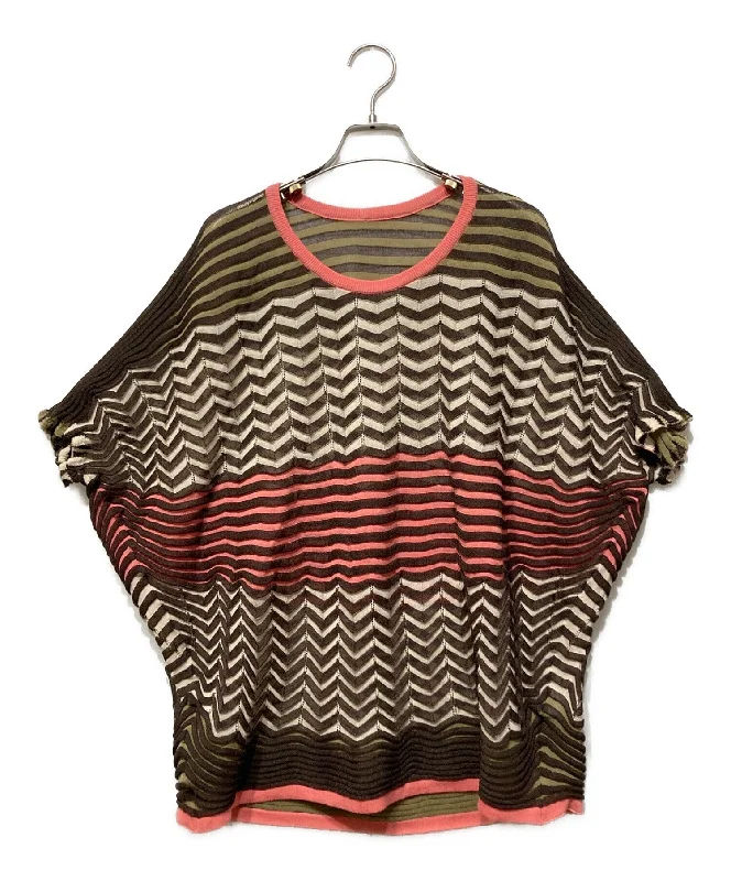 [Pre-owned] PLEATS PLEASE Chevron Stripe Pullover Port Neck Pullover