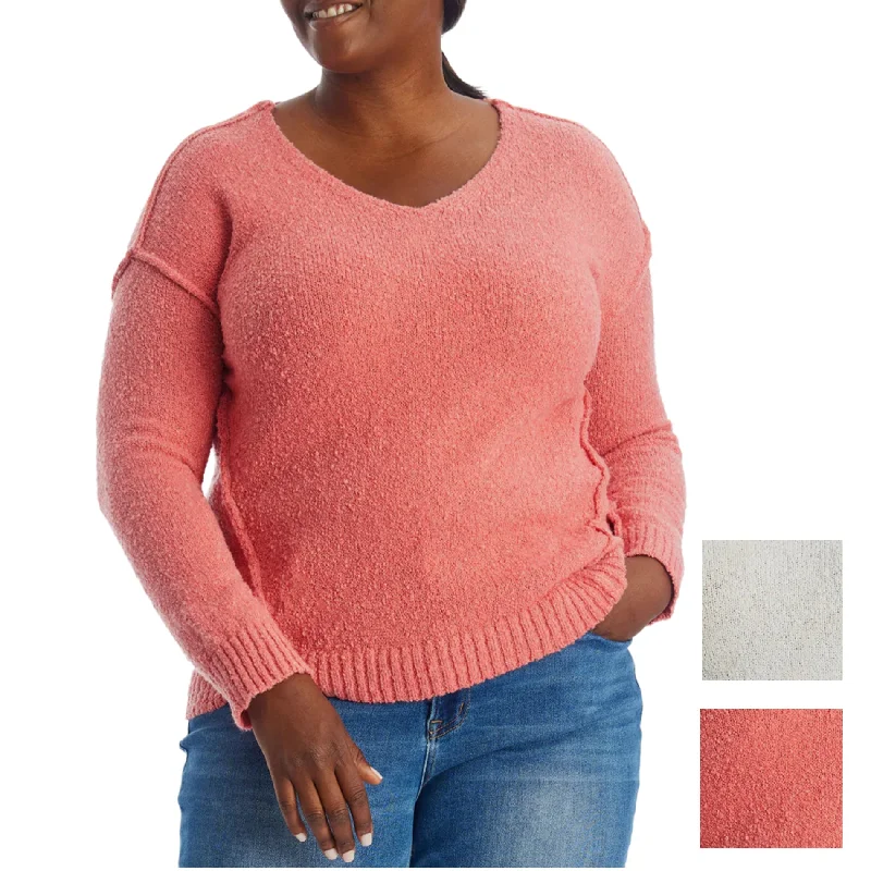 Adyson Parker Women's Plus Cozy V-Neck Soft Knit Inverted Seam Pullover Sweater Boat Neck Sweater Adyson Parker Women's Plus Cozy V-Neck Soft Knit Inverted Seam Pullover Sweater Boat Neck Sweater