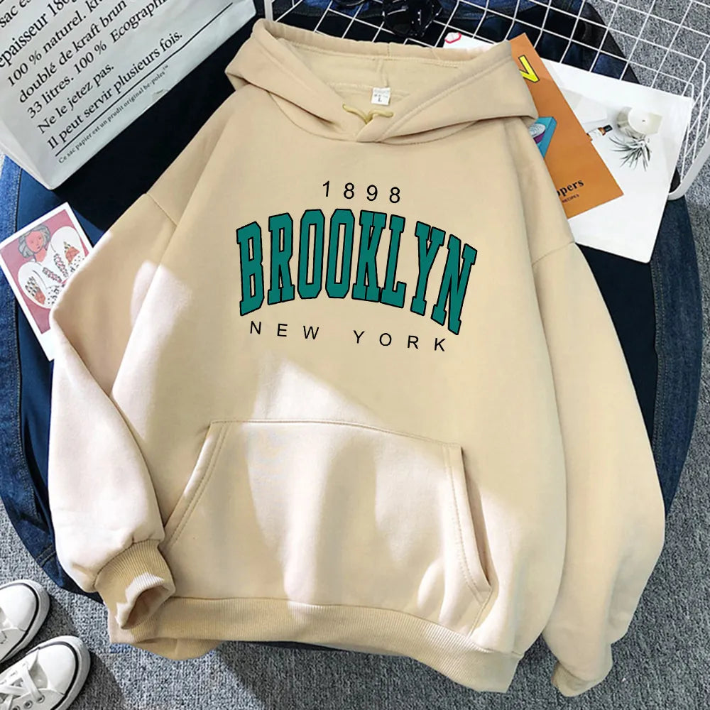 1898 Brooklyn New York Printed Women Hoodies Fashion Fleece Hoody Creativity Pullover Clothing Street Loose Sweatshirts Women'S Oversized Hoodie Comfort Casual 1898 Brooklyn New York Printed Women Hoodies Fashion Fleece Hoody Creativity Pullover Clothing Street Loose Sweatshirts Women'S Oversized Hoodie Comfort Casual