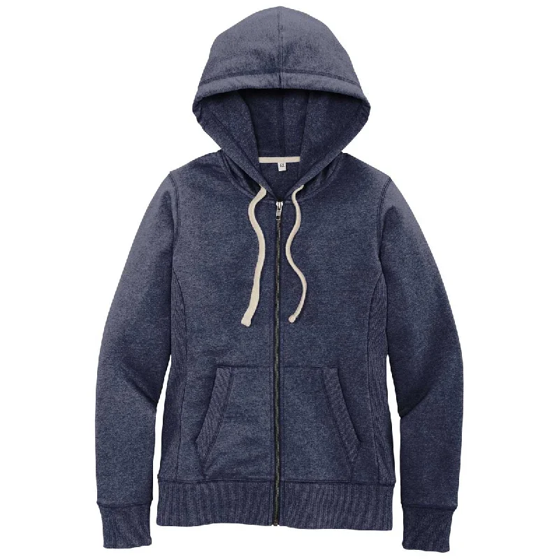District Women's True Navy Re-Fleece Full-Zip Hoodie Hoodie with Hem Patch Decorative Personalized District Women's True Navy Re-Fleece Full-Zip Hoodie Hoodie with Hem Patch Decorative Personalized