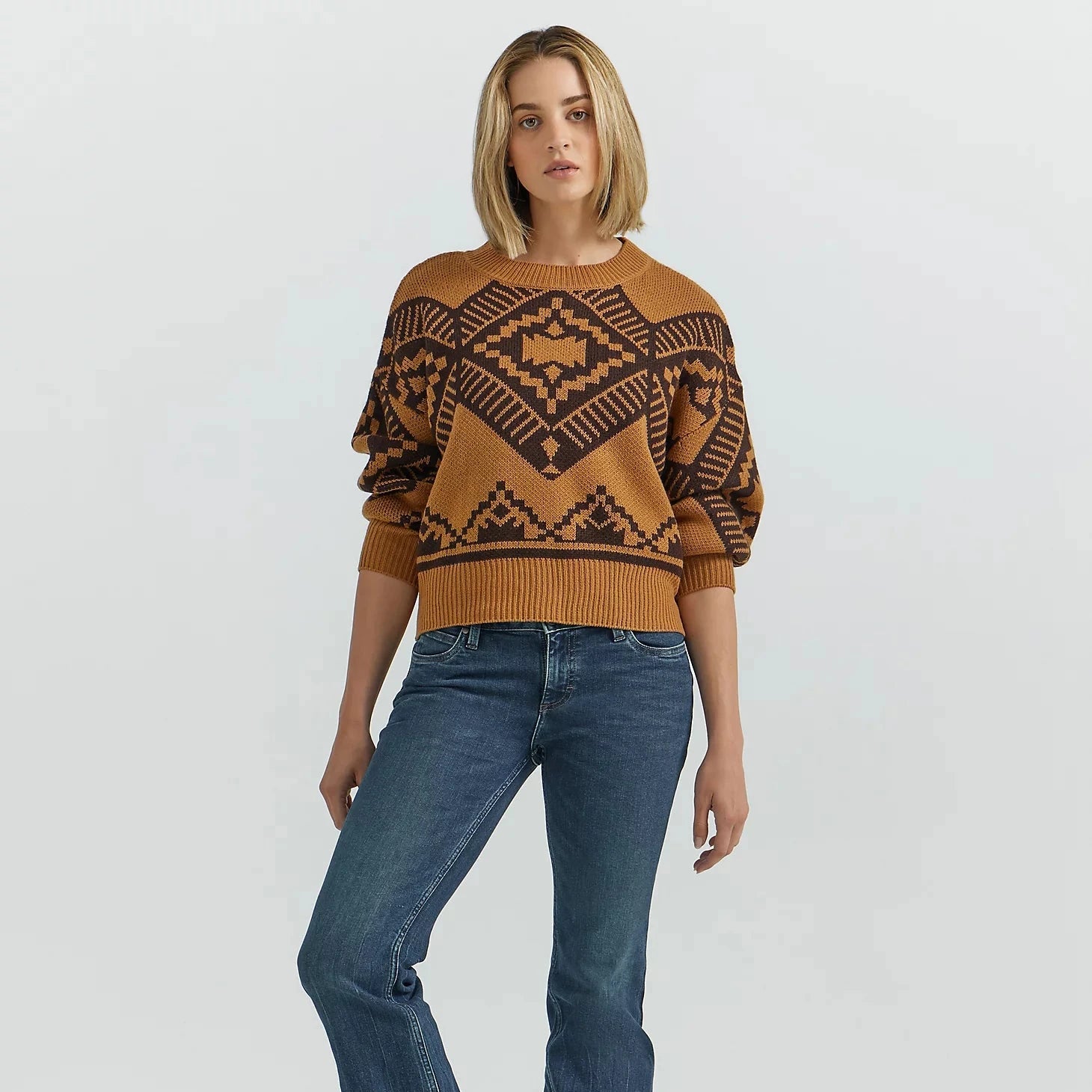 Wrangler Retro Women's Southwestern Pullover Sweater in Jewel Brown Oversized Cozy Pullover Wrangler Retro Women's Southwestern Pullover Sweater in Jewel Brown Oversized Cozy Pullover