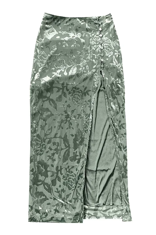 Siren Sage Green High Slit Skirt mini skirt trendy